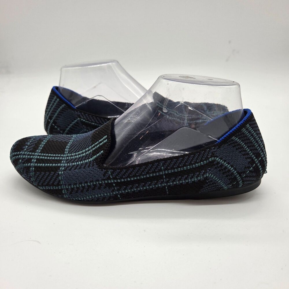 Rothy's The Loafer in Navy Blue Plaid Slip On Women's Size 8.5